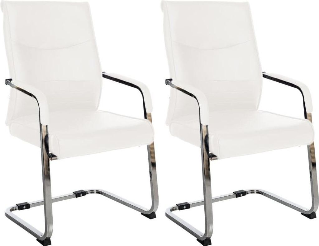 2-teiliges Set Besucherstühle - Gastgeberstühle - Elegantes und komfortables Design | Farbe: Weiß | Material: Kunstleder