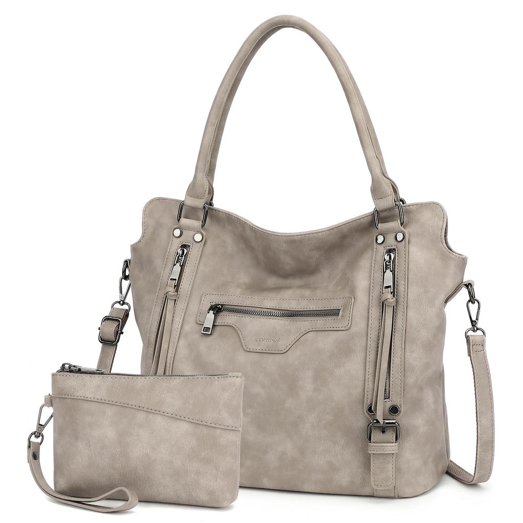 Mofut Handtasche Damen Schultertasche Groß Shopper Synthetisches-Lederhandtasche, Handtaschen Umhängetasche Geldbörse Damen Taschen 2-Tlg