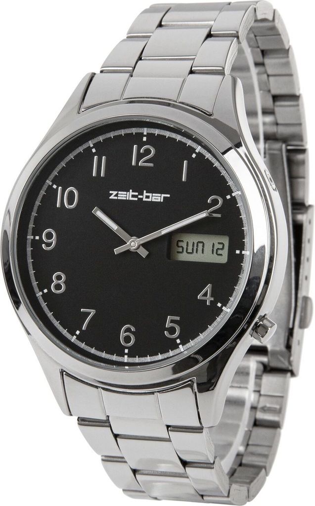 Zeit-Bar Funk-Armbanduhr Herren, mit Datums- und Produktbild 