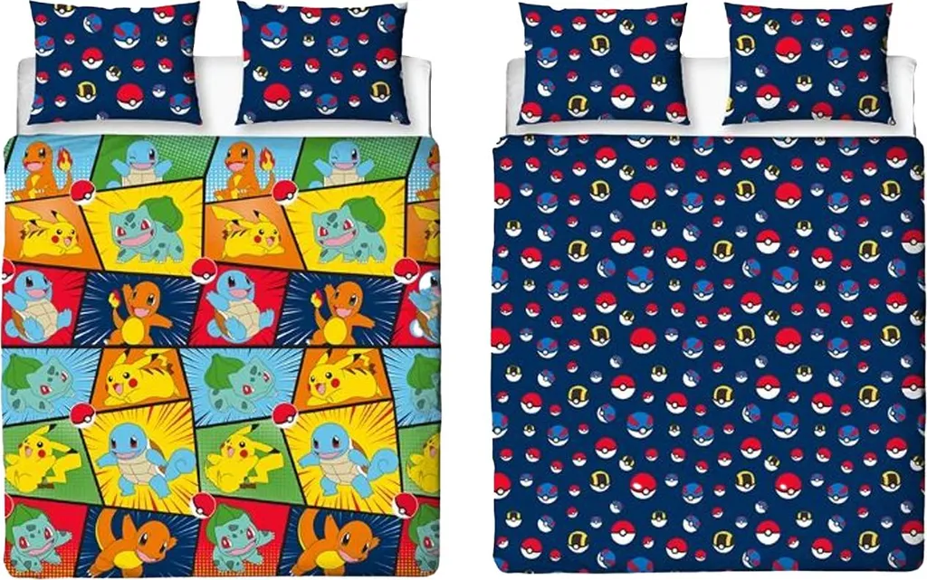 Housse de Couette Pokémon Lit 2 Personnes - Parure de Lit Rétro AG3988