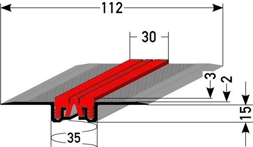 Spezial-Fliesenprofil "Staverden" Dehnungsfugenprofil für nachträglichen Einbau / Trennschiene für Fliesen mit grauer Silikoneinlage, mit wählb...