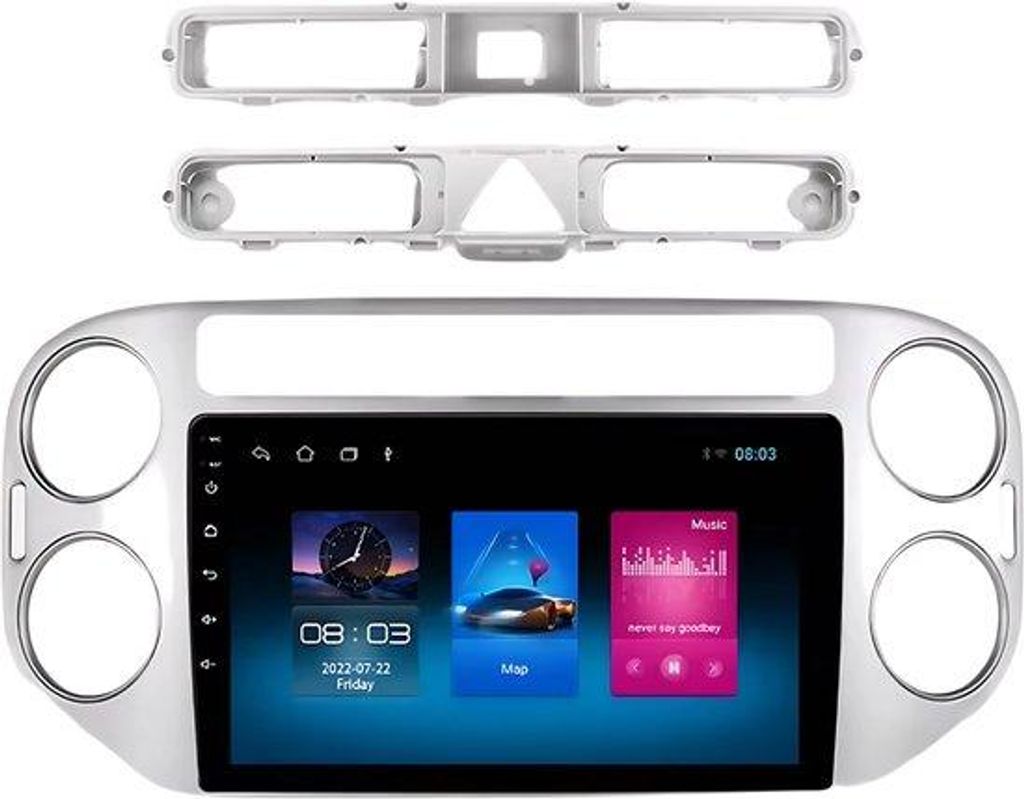 Autoradio mit Bluetooth und CarPlay für VW Tiguan 1 NF (2006–2016) – Kompatibel mit Apple und Android – Stereoanlage mit Navigationssystem ...