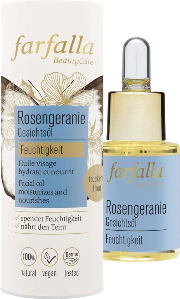 Farfalla Gesichtsöl Rosengeranie, Feuchtigkeit Bio 15ml