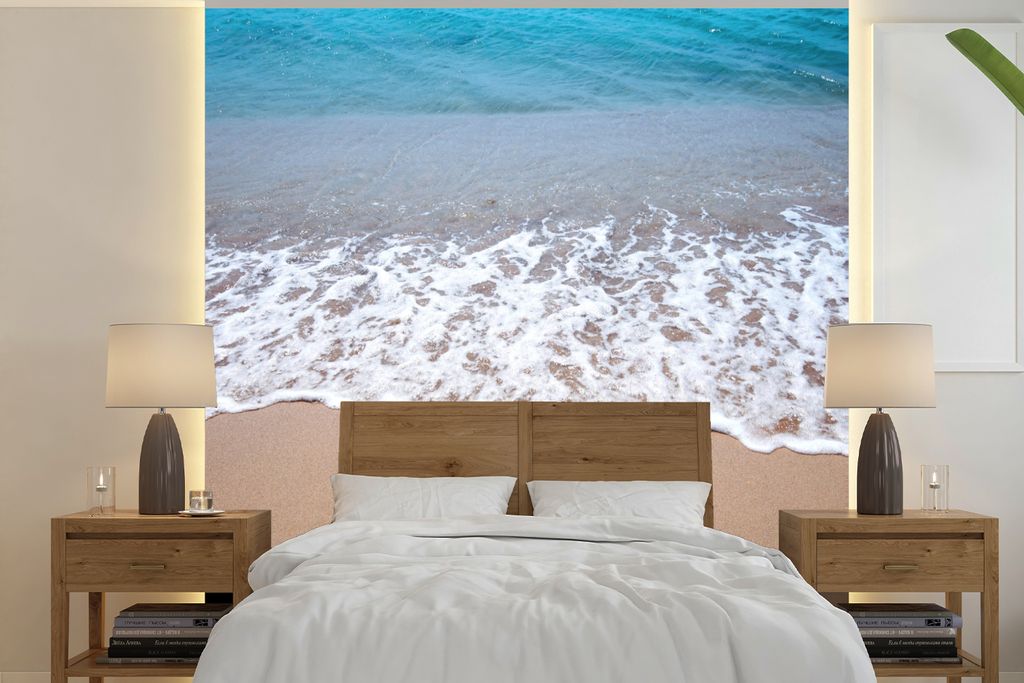 MuchoWow Fototapete für Wohnzimmer oder Schlafzimmer Wandtapete Vinyl Motivtapete Wasser - Golf - Strand - 240x240 cm - Schlafzimmer-Tapete