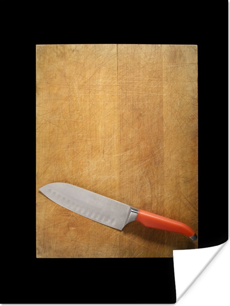 MuchoWow Poster Ein Messer auf einem Schneidebrett 60x80 cm - Schlafzimmer Dekoration