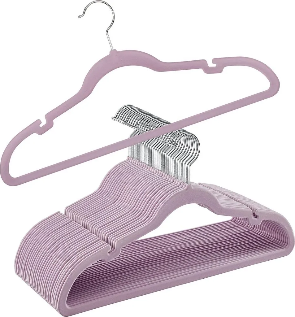 Cintres velours violet clair anti-glisse lot de 30 fini les vêtements tombés