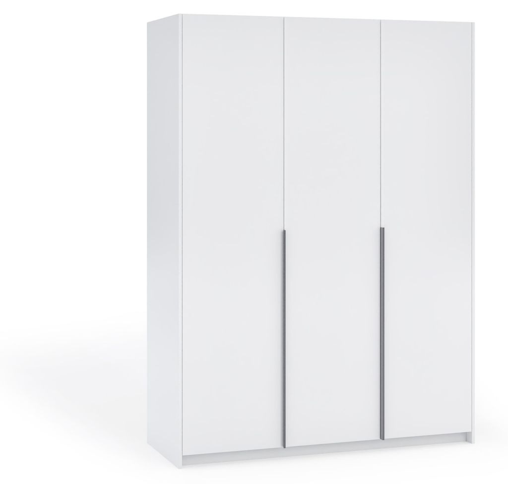 Margaret Hadas24 Kleiderschrank APOLLONIA ohne Spiegel, Drehtürenschrank, moderner, Schrank, viel Stauraum150 x 204cm (weiß, schwarze Griffe)