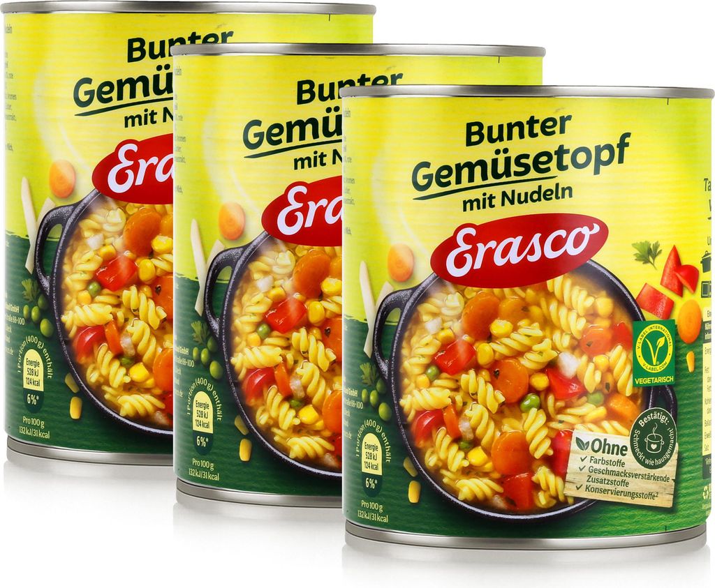 Erasco bunter Gemüsetopf mit Nudeln 800g Fertigessen (3er Produktbild 