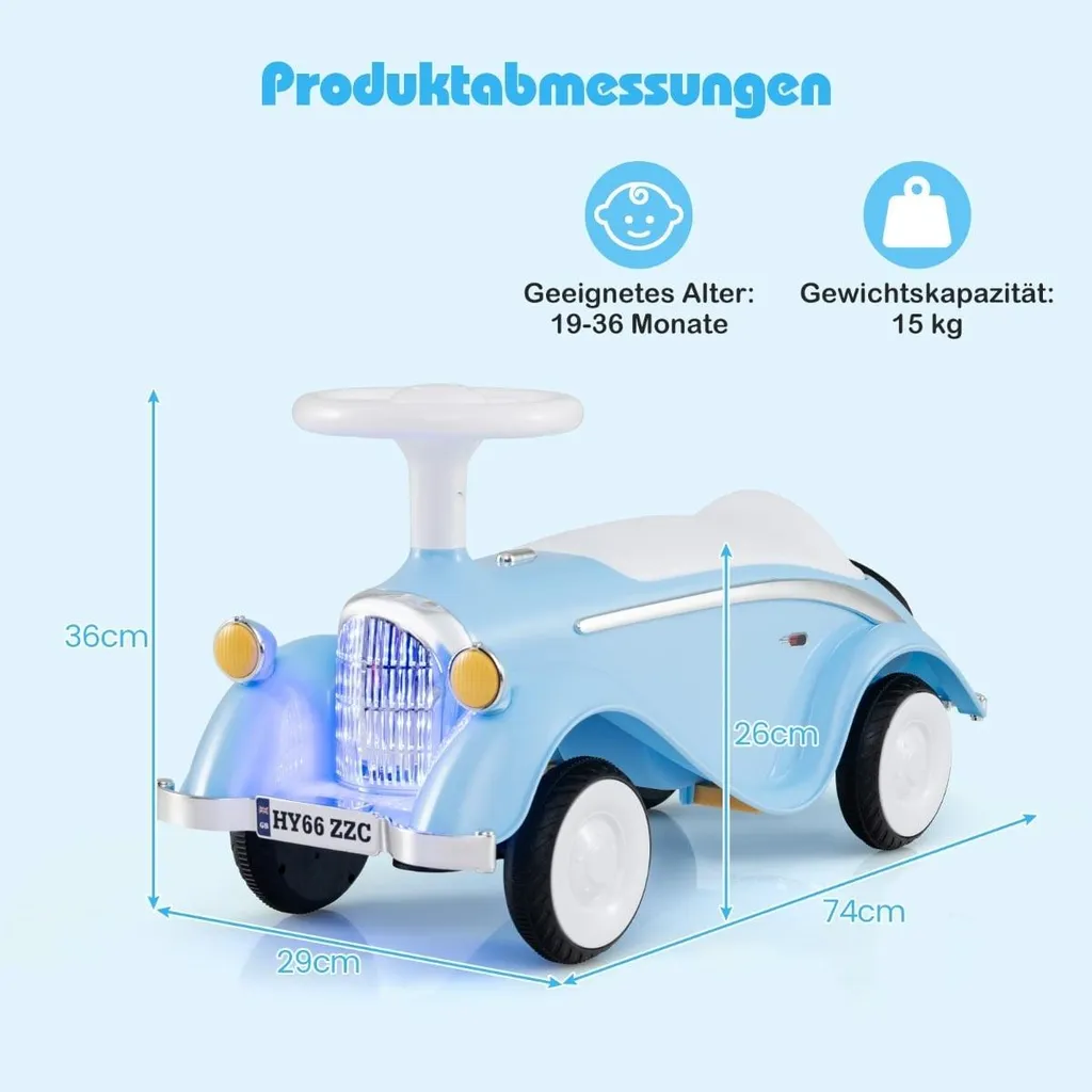 Jouet de conduite pour tout-petit : voiture bleue électrique et LED