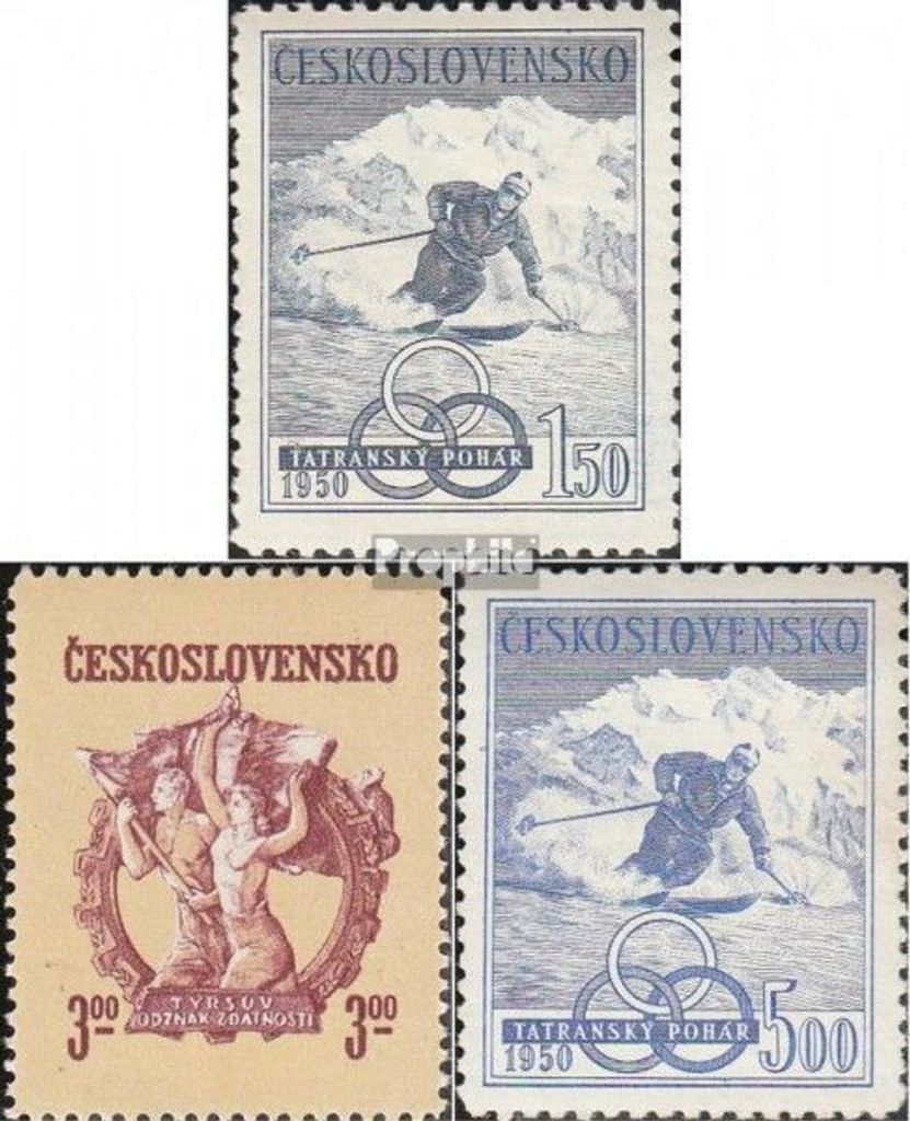 Briefmarken Tschechoslowakei 1950 Mi 605-607 (kompl.Ausg.) postfrisch Ski