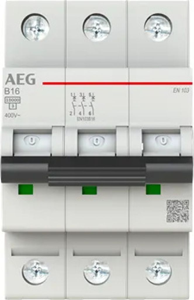 AEG EN103B16 Leitungsschutzschalter AEG ElfaPlus 10kA, B-Charakteristik, 16A, 3P 2CDS273088R0165