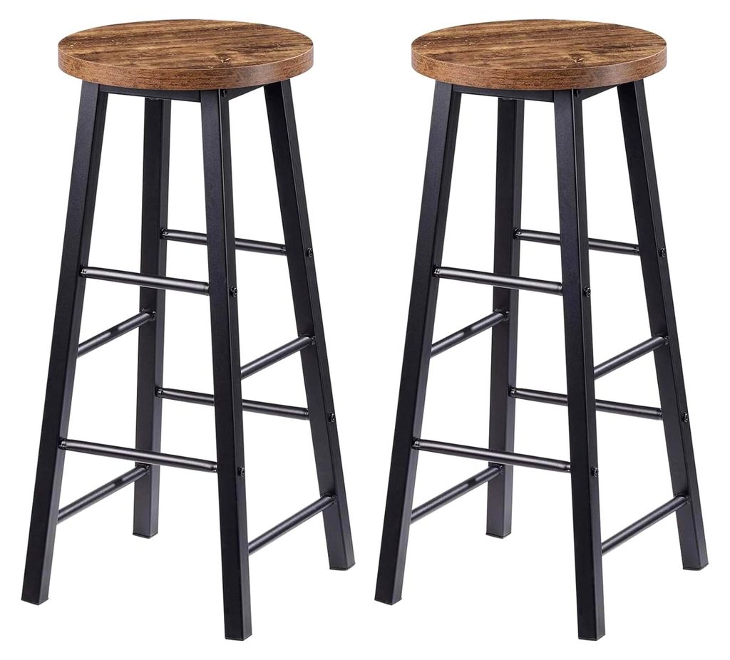 Barhocker 2er Set mit Fußstütze, 71 cm hohe Barstühle aus stabilem Metallgestell, einfache Montage - für Küche, Bartheke und Esszimmer - Schwa...