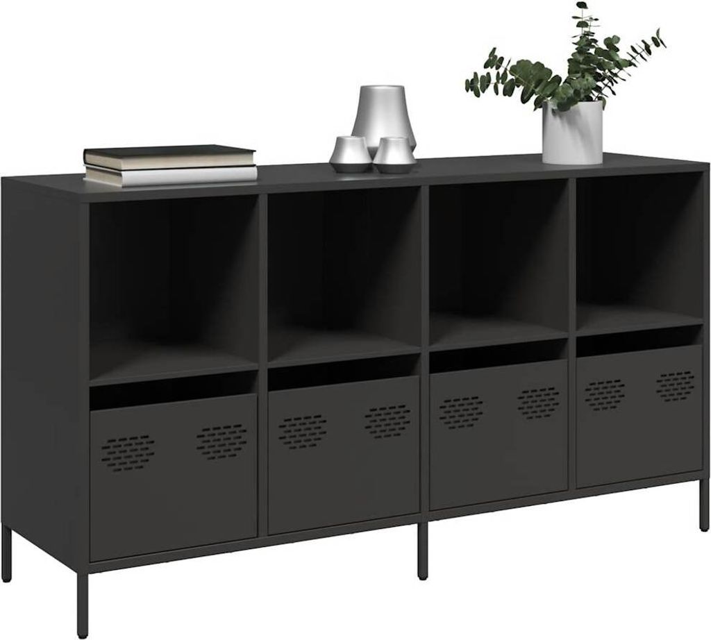 Maison Exclusive - Sideboard Schwarz 135x39x73,5 cm Kaltgewalzter Stahl