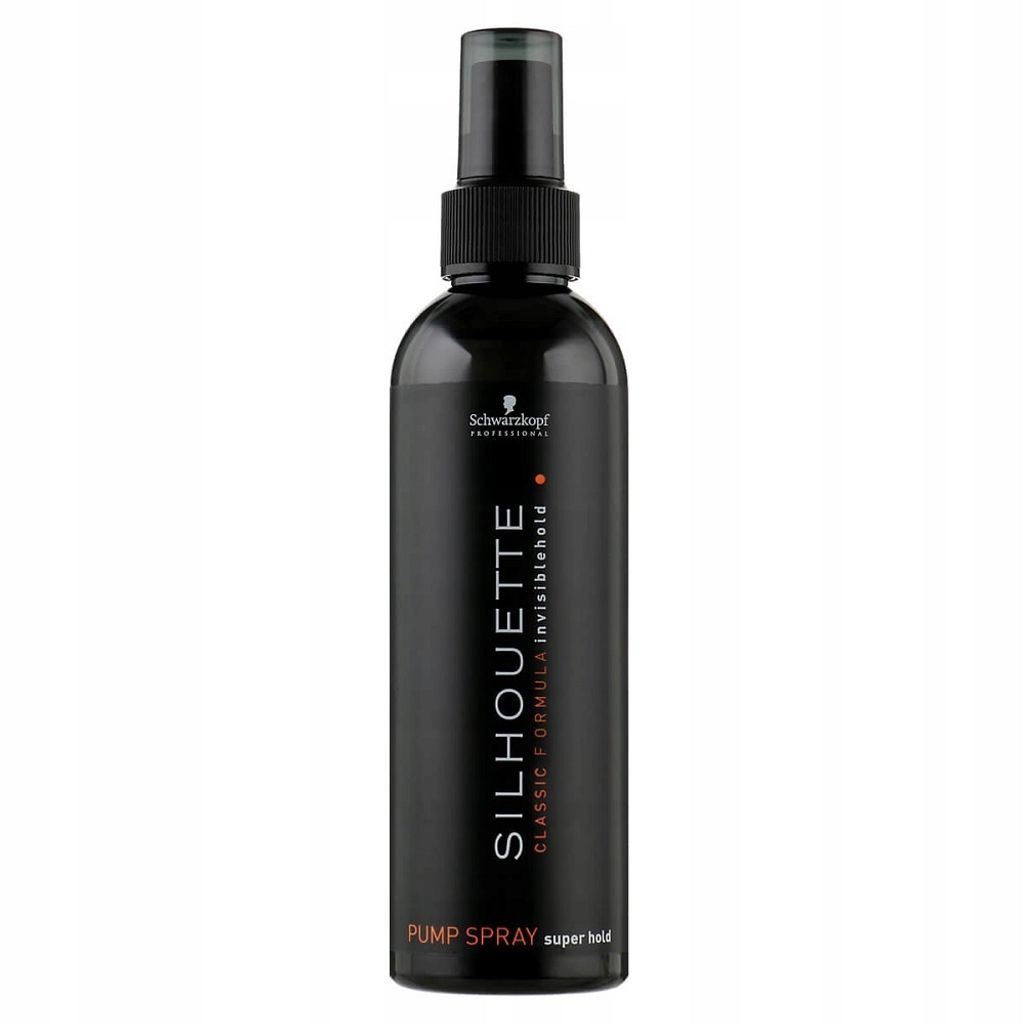 A black spray bottle of hairspray on a white background.