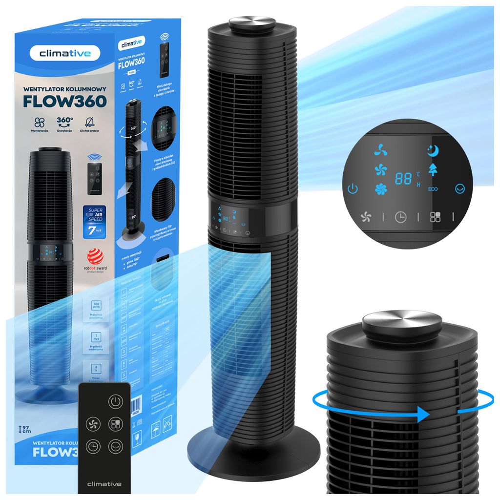 Wentylator Kolumnowy Climative Flow360 DWU-STREFOWY Mocny Zdjęcie produktu 