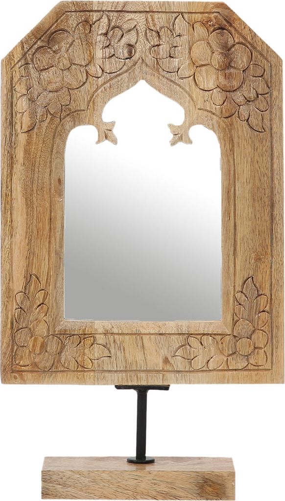 Marrakesch Schminkspiegel für den Schminktisch aus Holz 38cm groß | Boho Standspiegel klein Akaash -2- | Orientalische Make Up Spiegel Kosmetiksp...