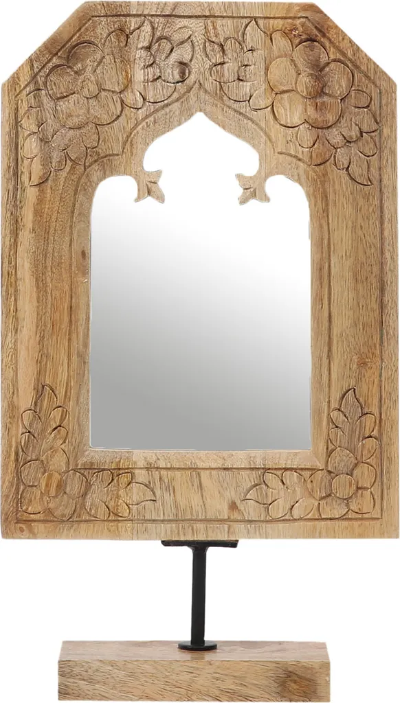 Miroir de maquillage stable en bois Akaash fini les reflets déformés Boho
