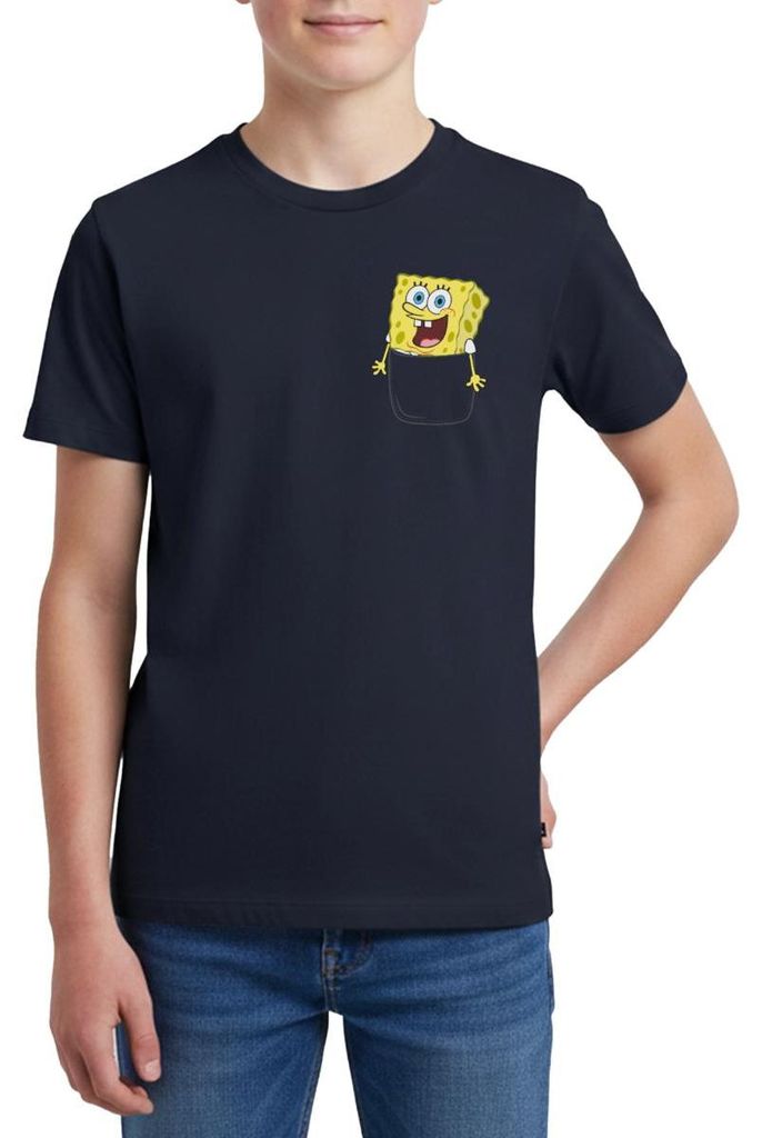 Spreadshirt SpongeBob Schwammkopf Ich Bin Bereit Brustmotiv Teenager Premium T-Shirt, 158/164 (12 Jahre), Navy