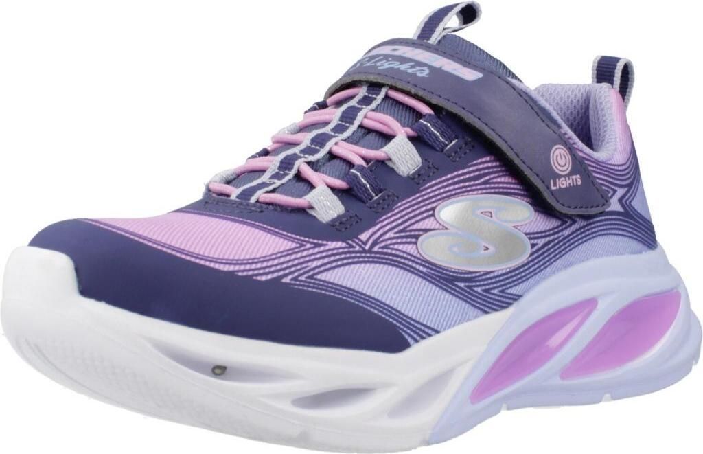 Skechers Kinder-Mädchen-Sneaker-Slipper-Klettschuh COSMIC GLOW Blau-Roda-Lila-Mehrfarbig, Farbe:blau, EU Größe:28