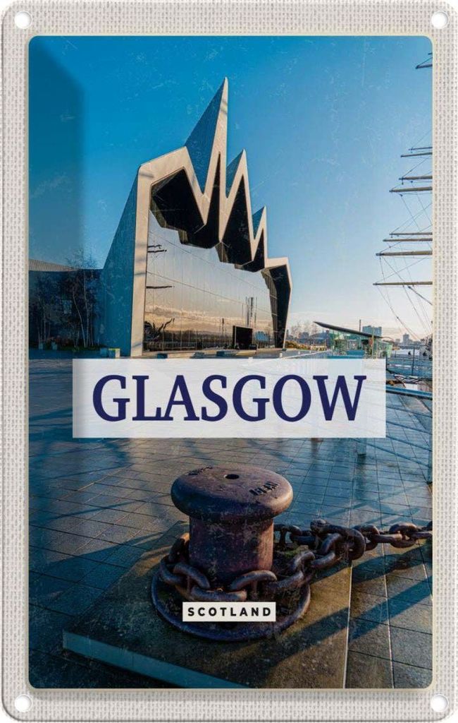 vianmo Blechschild 18x12 cm Glasgow Scotland Hafenstadt Bildmotiv Reisemotiv Abenteuer Reisen Urlaub