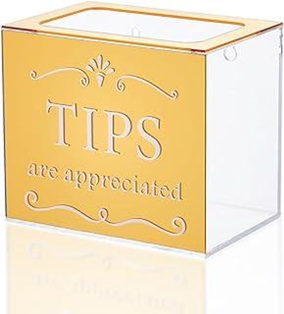 DICOSMETIC Acryl Trinkgeld Dose Für Barkeeper 15x10x13cm Geld Tipps Box Gold Klein Spende Tip Box Rechteckige Aufbewahrungsbox Für Barkeeper Bars...