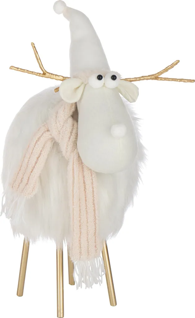 Accessoire Hiver J-Line : Chapeau et Foulard Motif Rennes Blanc Pur