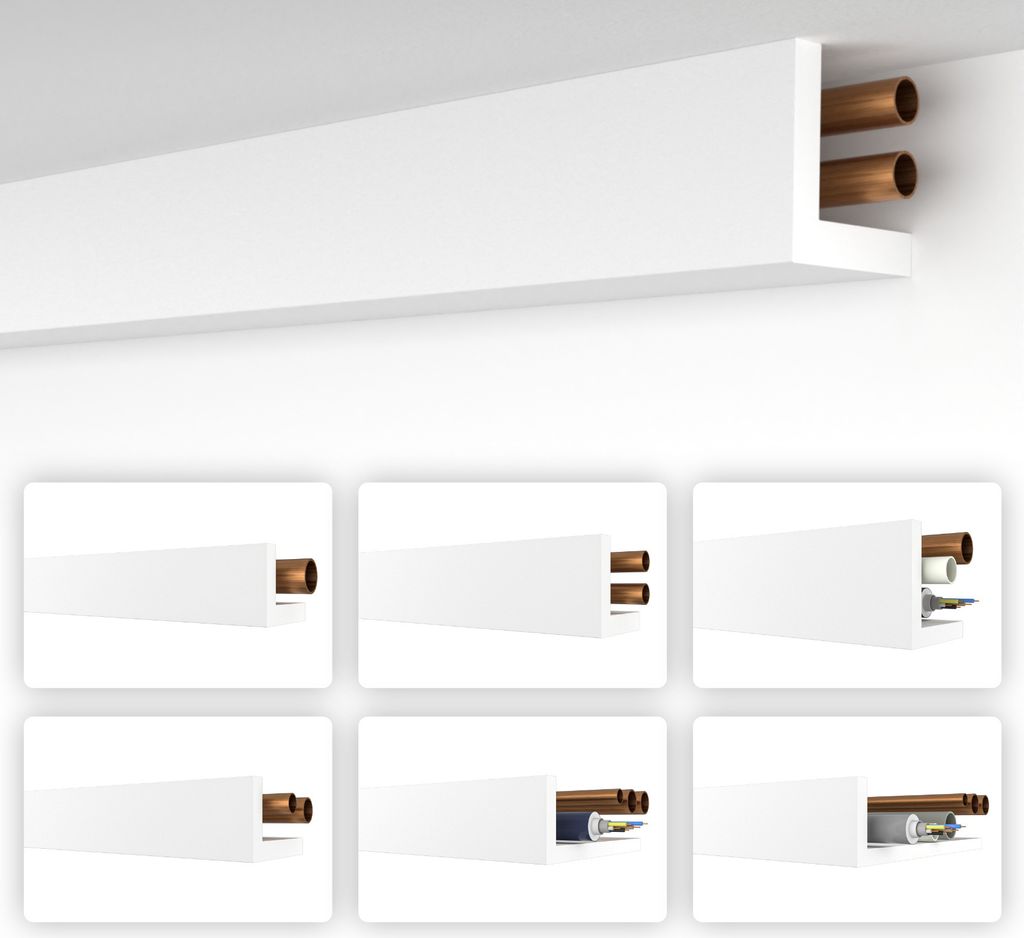 HEXIMO Winkelprofil weiß 1.7 Meter Profile - XPS Abdeckleisten für Heizungsrohre, L-Profil Rohrabdeckleiste Eckleiste Modell: HRA-2 - 67x67 mm (2...