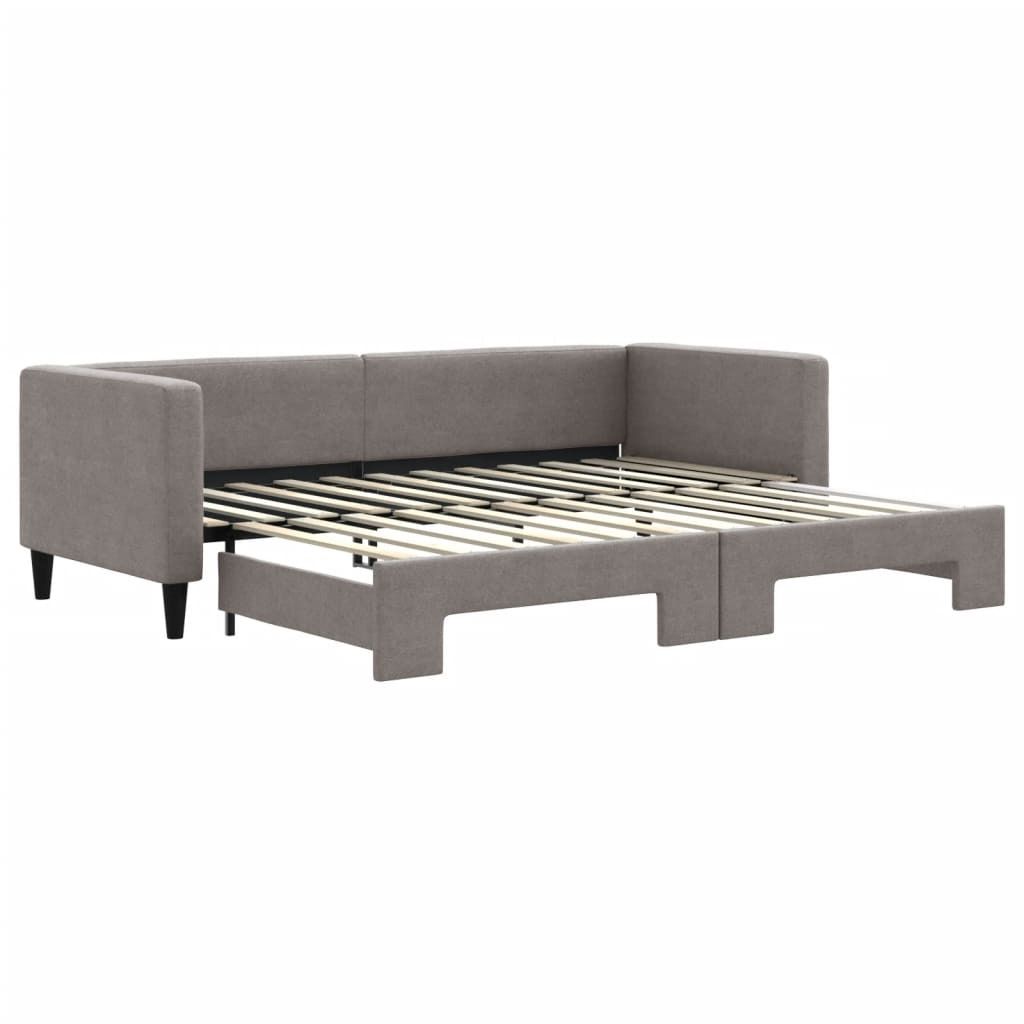 "WINTER SALE" Tagesbett Einzelbett - Gästezimmer - Ausziehbar Taupe 80x200 cm Stoff - Polsterbett Klassische Betten NEU1994410
