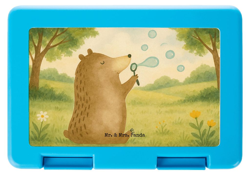Mr. & Mrs. Panda Bento Box Bär Seifenblasen Design - Weiß - Geschenk, Bentobox, Frischhaltedose, Teddy, Snackbox, Lunchbox, Brotzeitbox