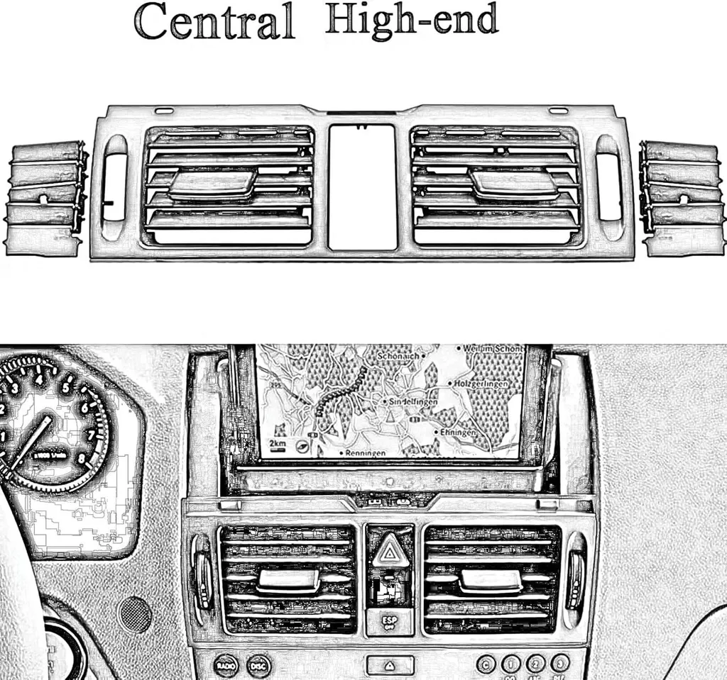 Buse d'Aération Centrale Mercedes W204 pour Tableau de Bord avec GPS - 4