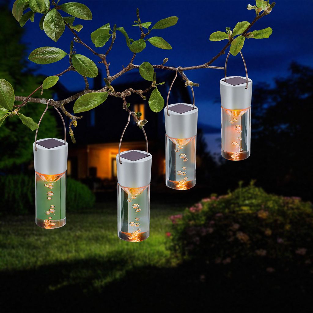 esotec Hängeleuchten Smart Sticks 4er Set, bernsteinfarben, Gartendeko 103308