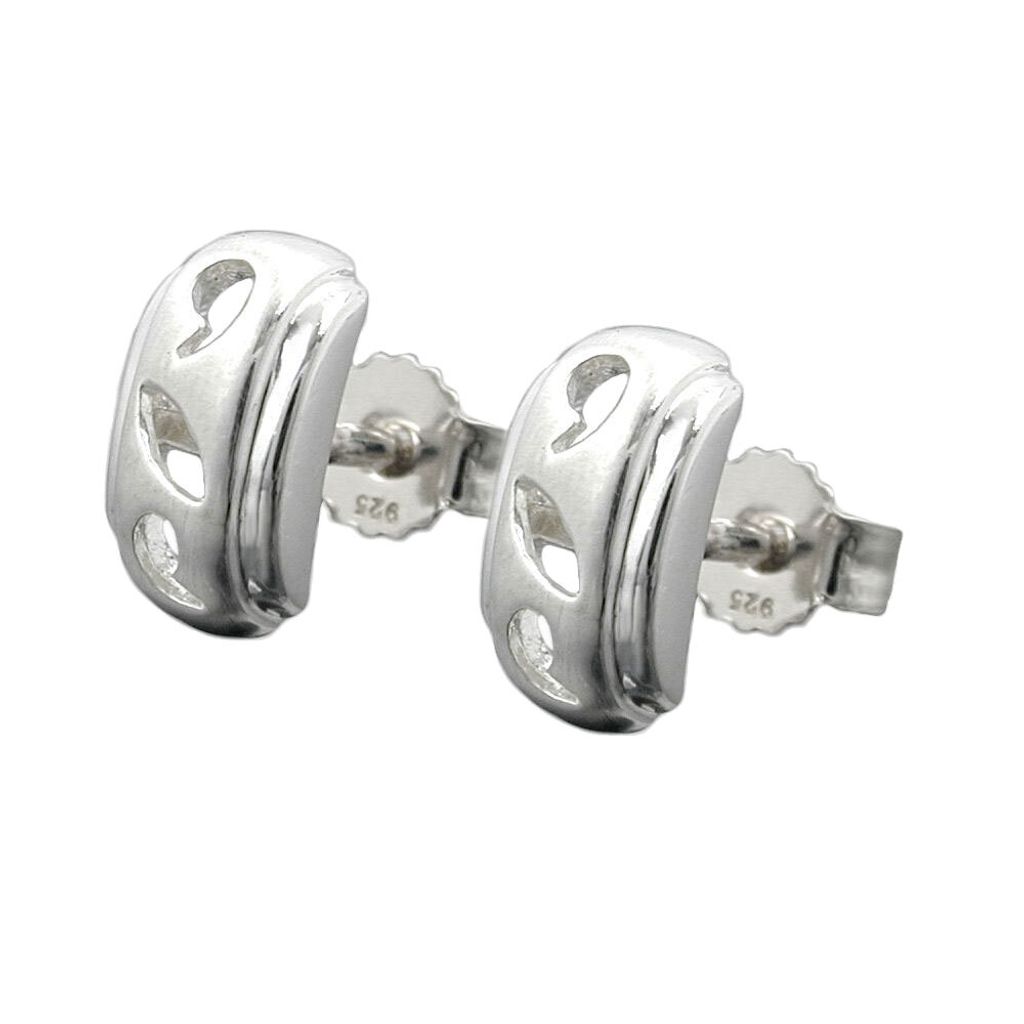 Ohrstecker Ohrring 9x5mm durchbrochen matt glänzend mit Produktbild 