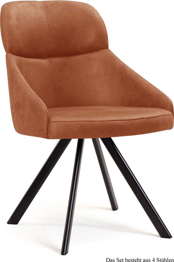 Esszimmerstuhl (4er-Set) Denni 52x82x63 Schwarz/Cognac