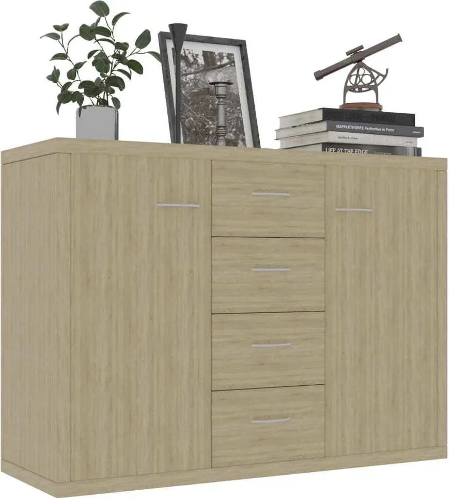 vidaXL Credenza Rovere Sonoma 88x30x65 cm | Mobiletto Multiuso Legno - 3