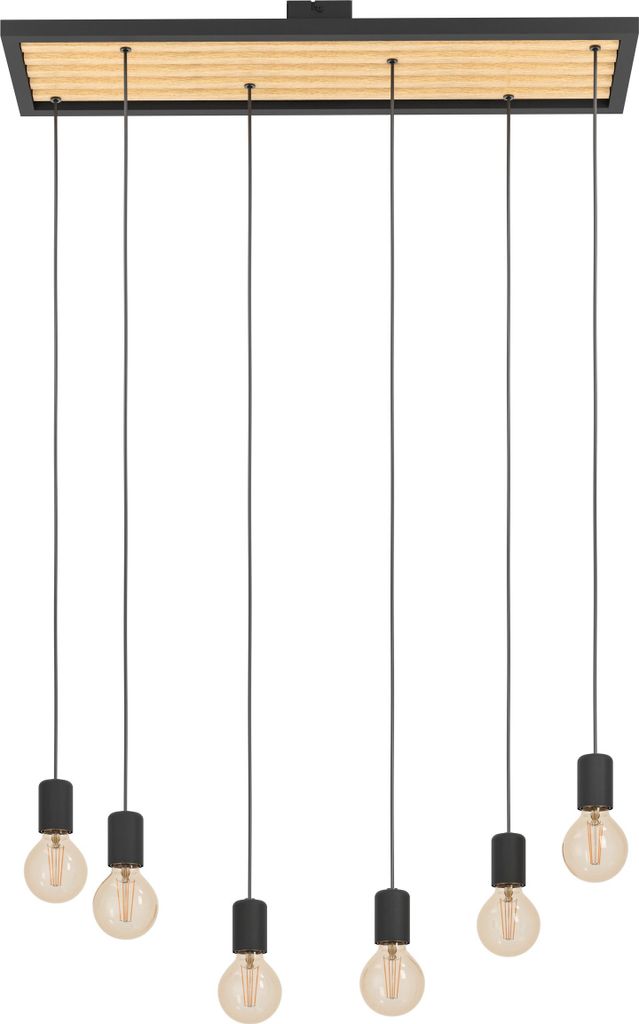 EGLO Pendelleuchte Esstisch Consett, Hängelampe für Wohnzimmer und Esszimmer, FSCM70HB, Esszimmerlampe aus Holz und Metall, Lampe, E27 Fassung