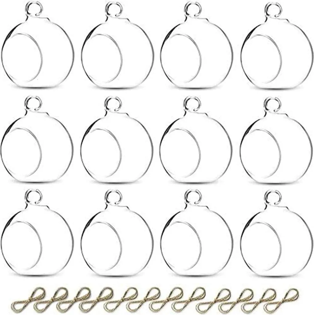Photophores Suspendus en Verre de 8cm pour Décoration de Table et Sapin