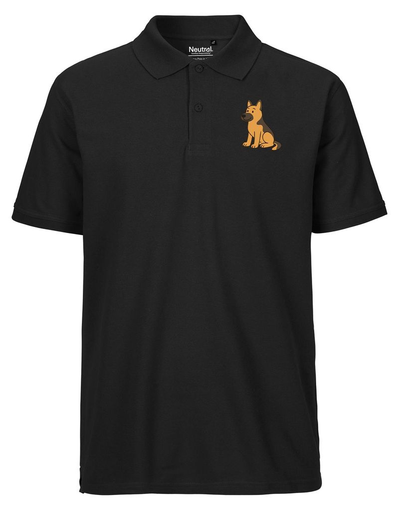 Huuraa Herren Polo Shirt Deutscher Schäferhund Schäfi Comic S Black Bio Baumwolle Fairtrade Poloshirt Geschenkidee