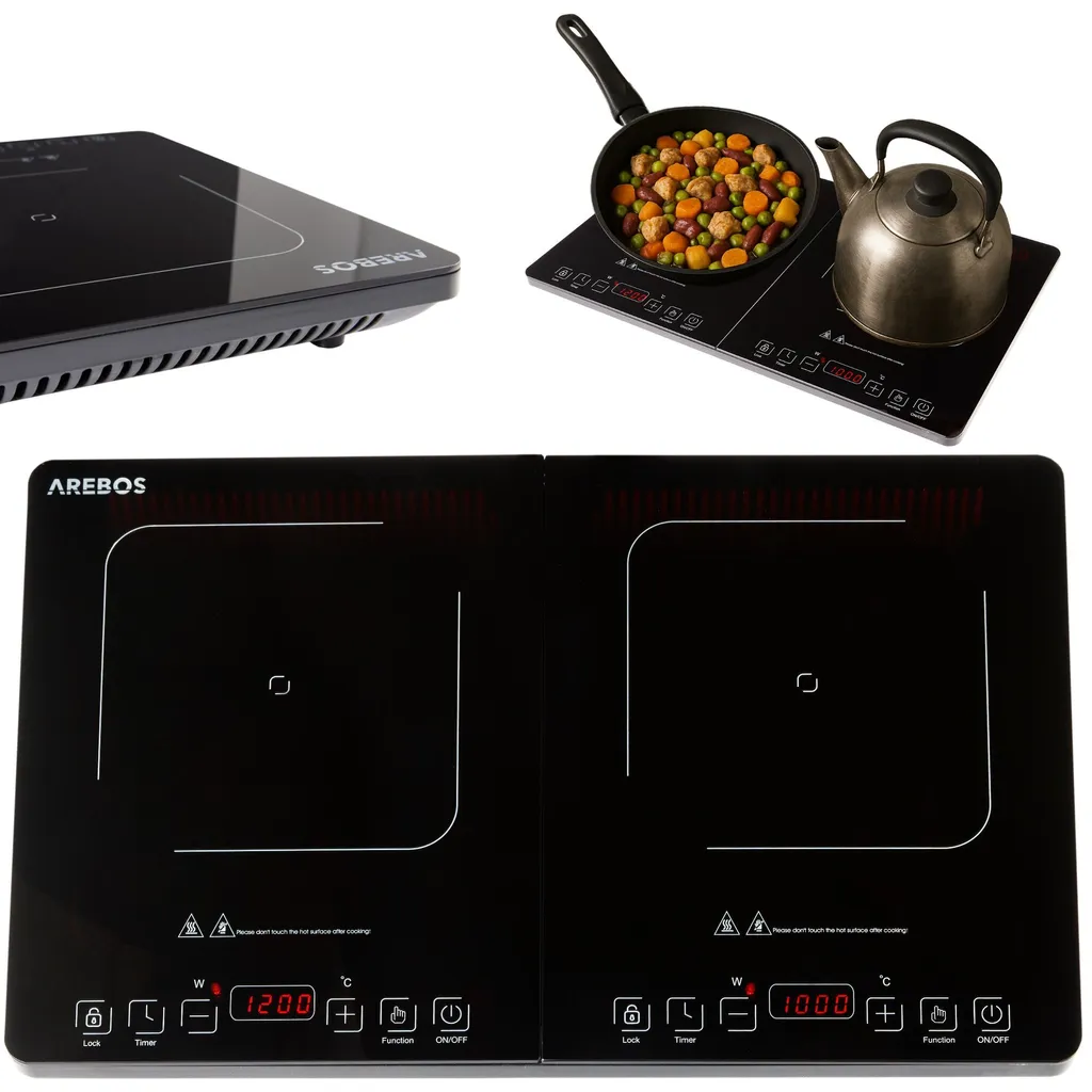 Plaque Induction Double Tactile 3500W Efficace - Design Slim et Timer