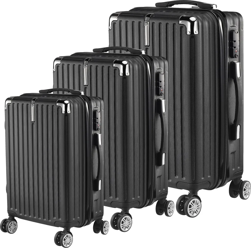 Valise rigide noire à roues jumelées pour éviter les chocs de voyage