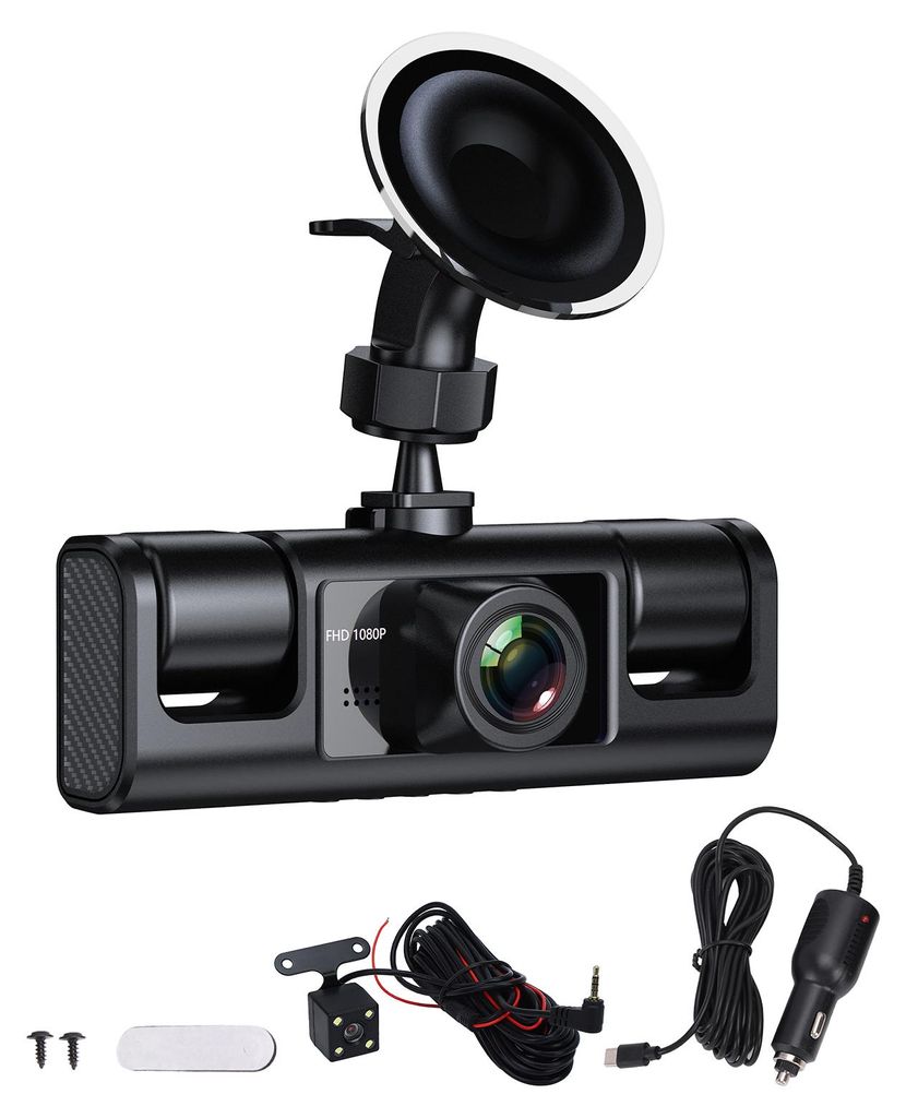 360°-Dashcam mit 4 Kanälen, Dashcam für vorne, hinten, links und rechts im Auto, 4 IR-Lichter für Nachtsicht, WDR, 24-Stunden-Parkmodus, Loop-A...