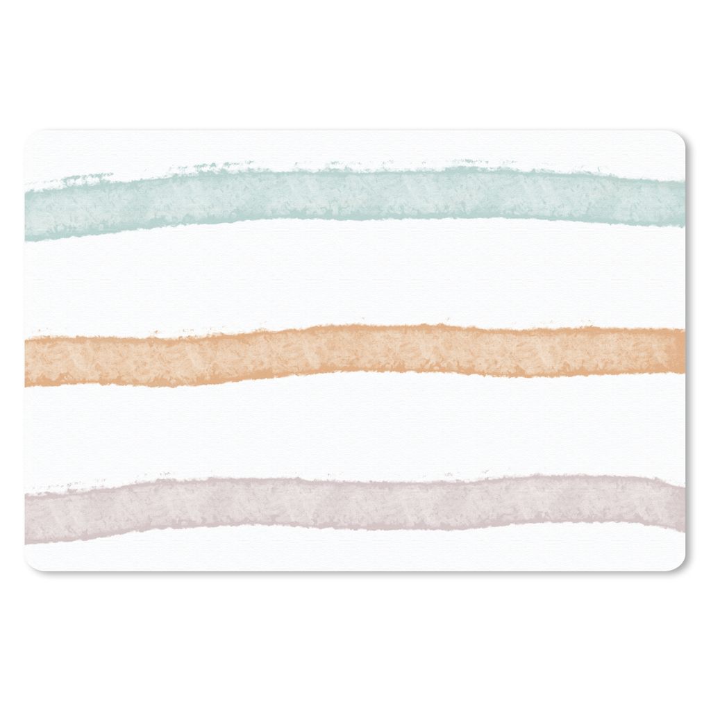 MuchoWow Schreibtischunterlage Linie - Pastell - Regenbogen - Muster 60x40 cm - XXL Mauspad - Großes Mauspad