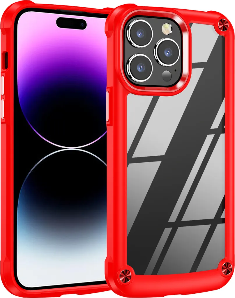 Cover IPhone 15 Pro Con Protezione Schermo Integrata – Custodia 360° Antiurto Trasparente Smontabile (Rosso)