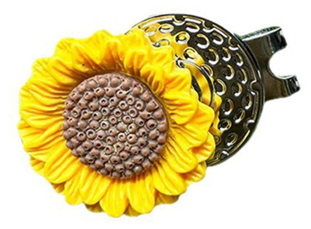 Magnetischer Golfballmarker mit Hutclip in Sonnenblumenform – Set für Damen und Herren, passend für Golftaschen, Gürtel und Visiere.