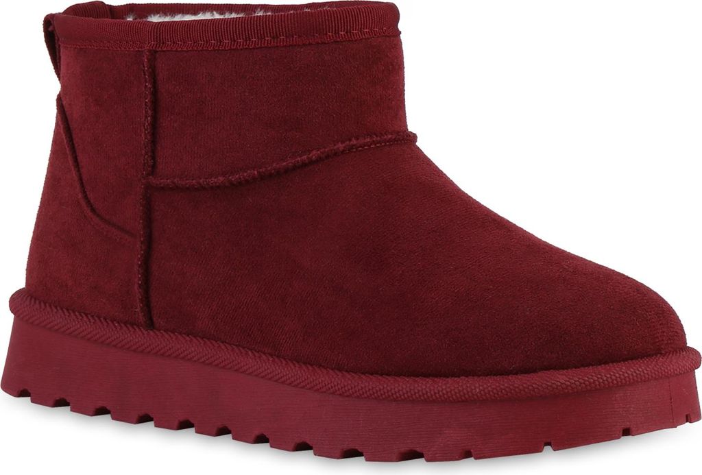 VAN HILL Damen Warm Gefütterte Winter Boots Bequeme Profil-Sohle Schuhe 841828, Farbe: Burgund, Größe: 36