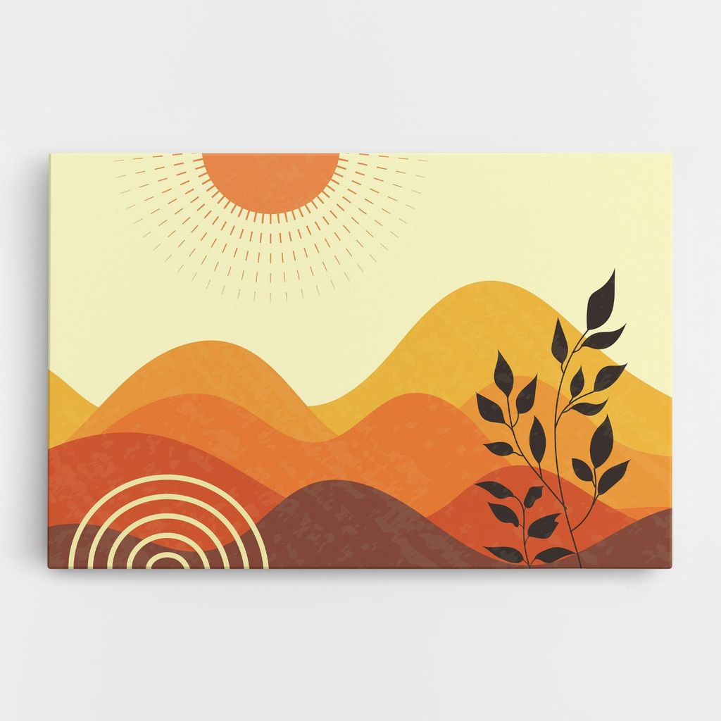 ARTHUB Leinwandbild 40x60 cm, Minimalist Sunset Art | Wohnzimmerdekoration, Hängende Bilder, Wanddekoration, Heimdekoration, Landschaften, Sonne...
