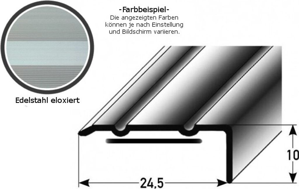 Winkelprofil "Salerno" / Winkelprofil 24,5 mm Typ: 88/89 (Aluminium eloxiert, gebohrt oder selbstklebend) -silber-2700-selbstklebend-10 mm