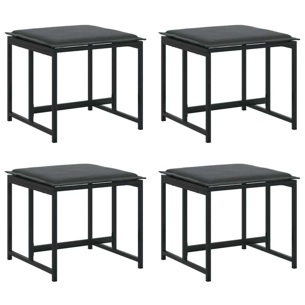 Tabouret de Jardin Résistant aux Intempéries avec Coussin Moelleux - 4 pcs