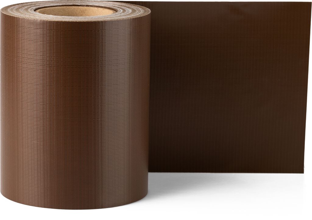 Electronicx PVC Sichtschutzstreifen | Sichtschutzrolle Braun RAL 8014 | Doppelstabmatten | 4x 35m x 19cm | 450g/m² | inkl. 80 Befestigungsclips