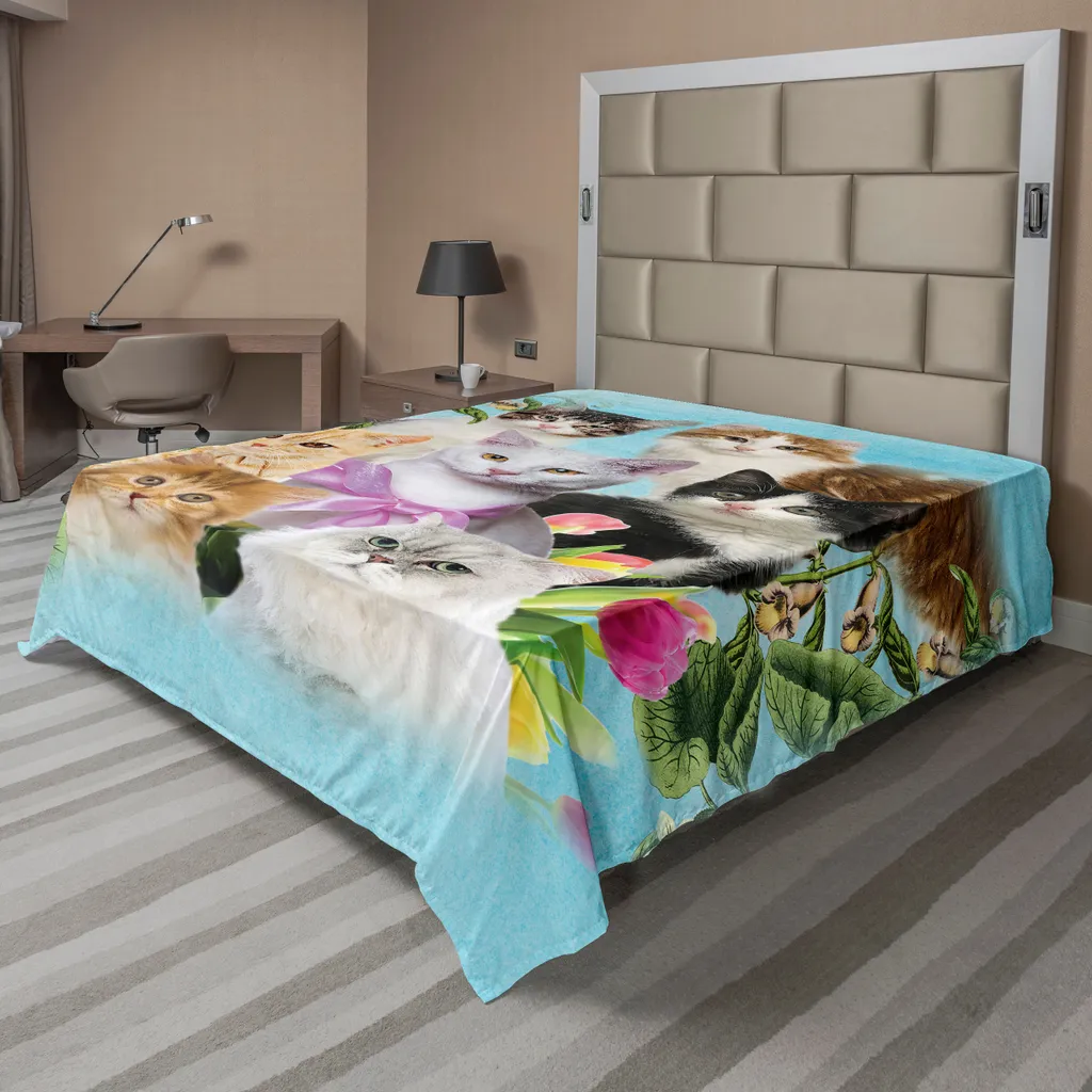 Drap de Lit Infroissable et Doux pour Sommeil Paisible Motif Chat