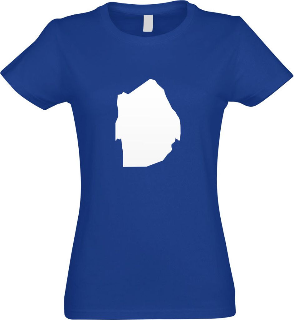 Kiwistar - T-Shirt tailliert - Damen - royal - Swasiland Umriss Kontur - mit Motiv Bedruckt - Funshirt Design - Sport - Freizeit - Damen - XXL